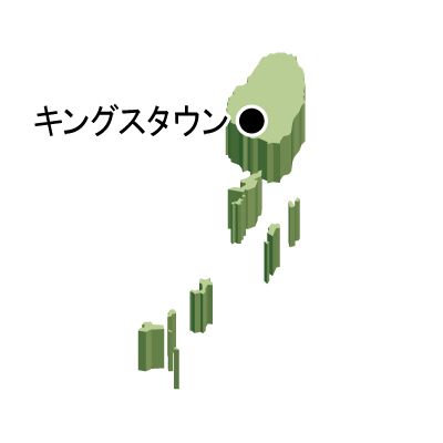 セントビンセント・グレナディーン諸島無料フリーイラスト｜首都名・立体(緑)